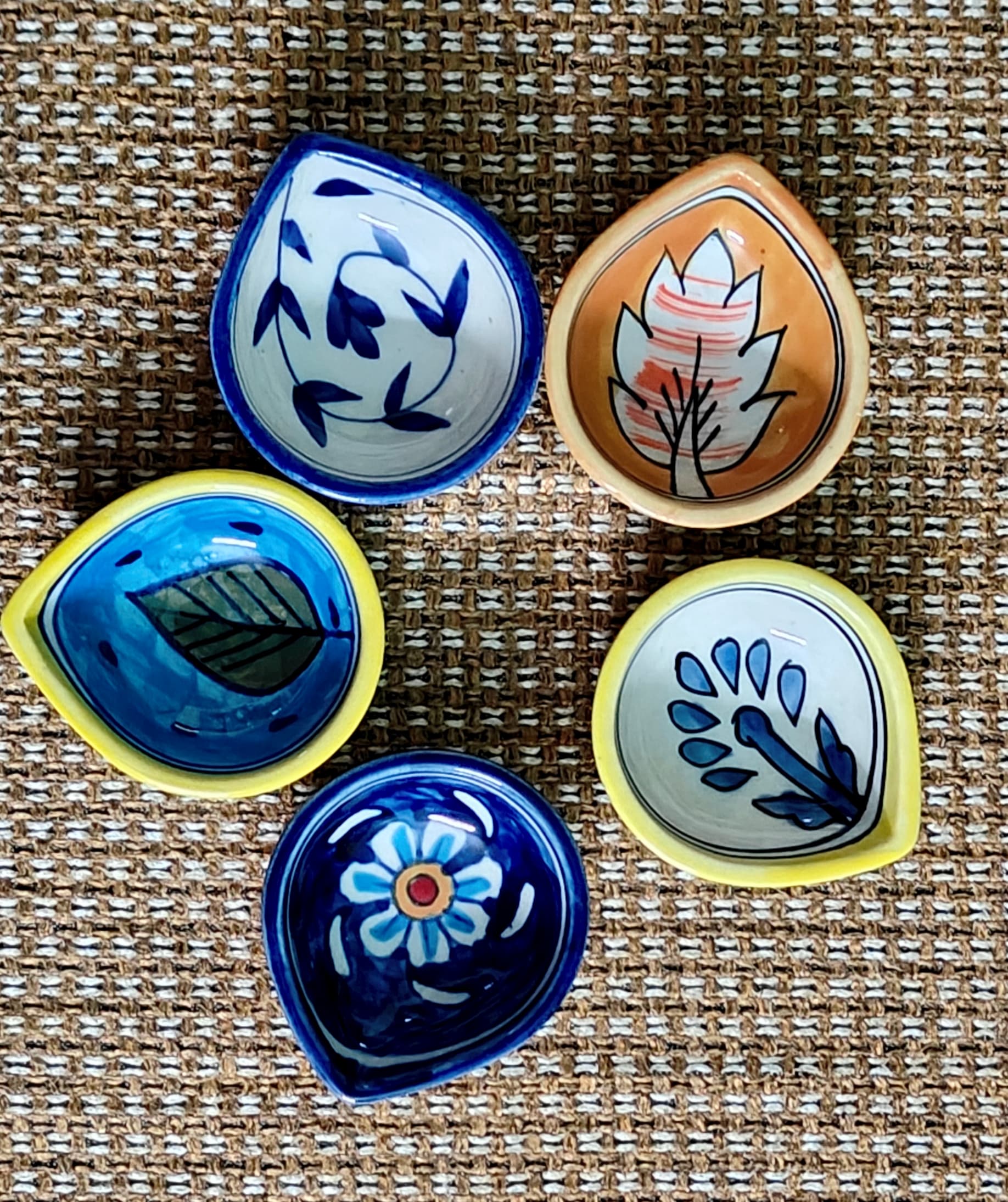 Perfect Diwali decor: Heritage Blue Pottery Diya set of artisan made diyas
