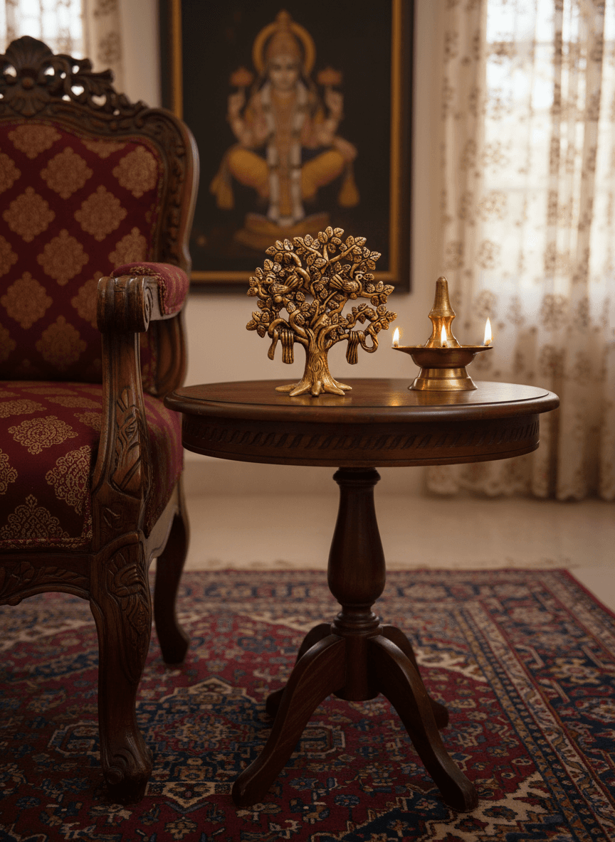 Atisrsti 8-Inch Brass Tree of Life | Handcrafted Vastu Decor for Home & Office